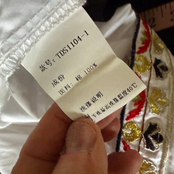 Embroidered Floral 3/4 Sleeves Tunic Dress Women's Ethnic Lightweight Boho White - Picture 6 of 10